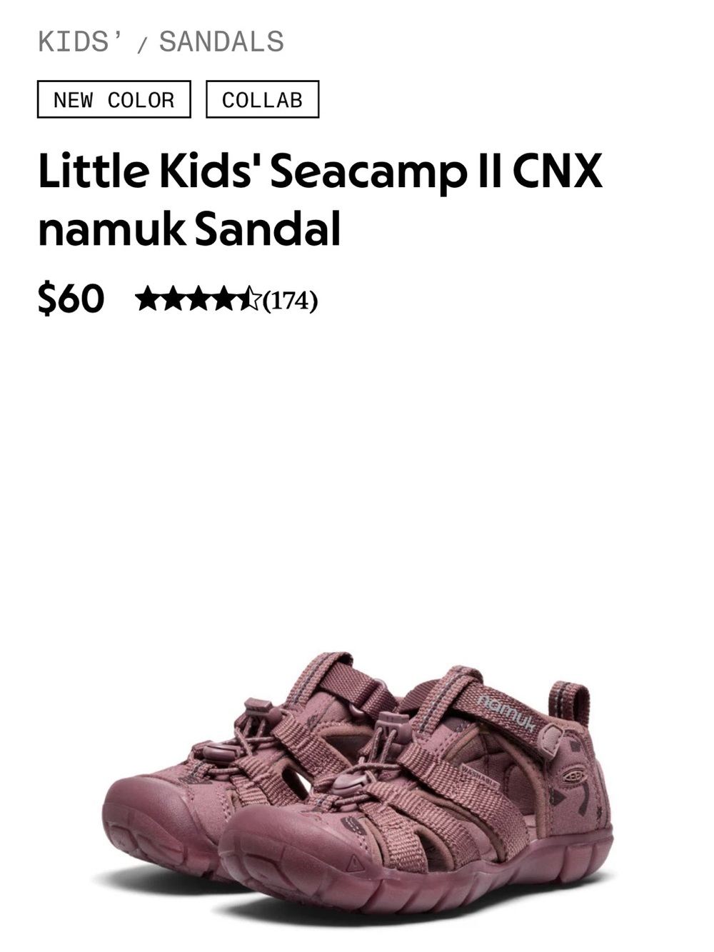 Keen Seacamp II CNX namuk Sandal - Little Kid’s - Picture 6 of 6
